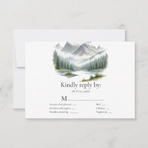 Tarjeta de respuesta de boda con acuarela del bosq