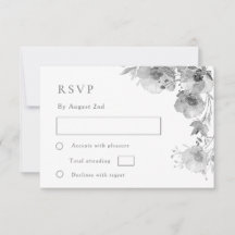 Tarjeta de respuesta de boda con acuarela gris