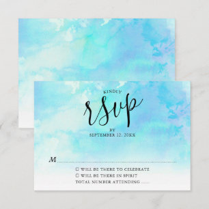 Tarjeta de respuesta de boda con acuarela Ombre -