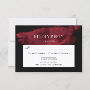 Tarjeta de respuesta de boda con acuarela roja rom