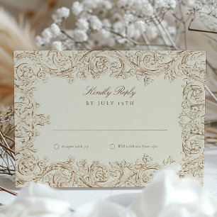 Tarjeta de respuesta de boda con adornos ornamenta