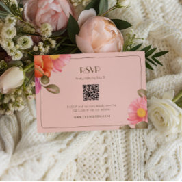 Tarjeta de Respuesta de Boda con Amapola en Acuare