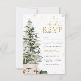 Tarjeta de respuesta de boda con árbol de Navidad