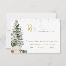 Tarjeta de respuesta de boda con árbol de Navidad
