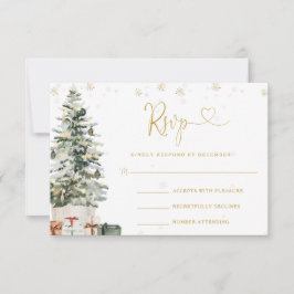 Tarjeta de respuesta de boda con árbol de Navidad