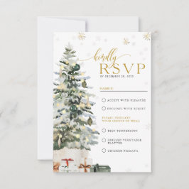Tarjeta de respuesta de boda con árbol de Navidad