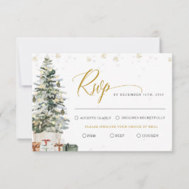 Tarjeta de respuesta de boda con árbol de Navidad