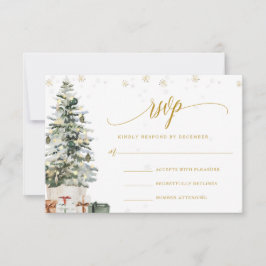 Tarjeta de respuesta de boda con árbol de Navidad
