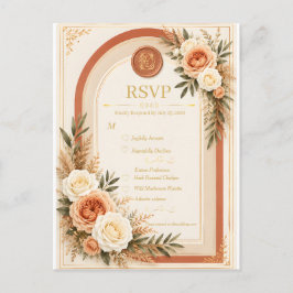 Tarjeta de respuesta de boda con arco floral de te
