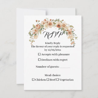 Tarjeta de Respuesta de Boda con Arco Floral Román
