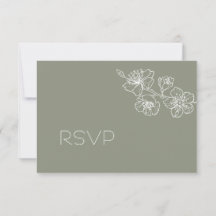 Tarjeta de respuesta de boda con arte de línea flo