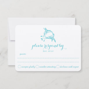Tarjeta de respuesta de boda con beso de colibrí d