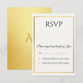Tarjeta de respuesta de boda con borde de oro eleg