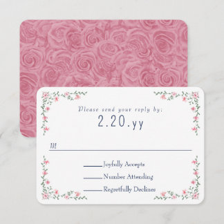 Tarjeta de respuesta de boda con borde de viña de