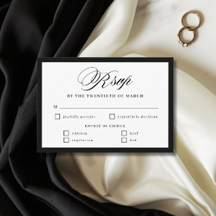 Tarjeta de respuesta de boda con borde negro y bla