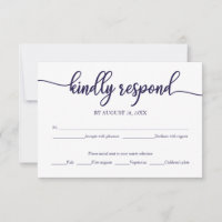 Tarjeta de respuesta de boda con caligrafía blanca