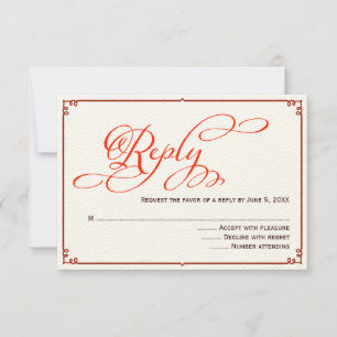 Tarjeta de respuesta de boda con caligrafía de col