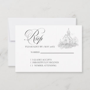 Tarjeta de respuesta de boda con caligrafía de igl