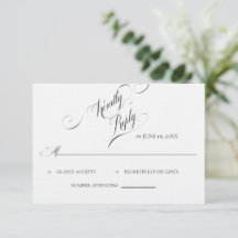 Tarjeta de respuesta de boda con caligrafía elegan