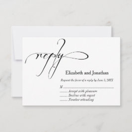 Tarjeta de respuesta de boda con caligrafía en bla