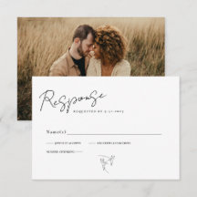 Tarjeta de respuesta de boda con caligrafía minima
