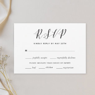 Tarjeta de respuesta de boda con caligrafía modern