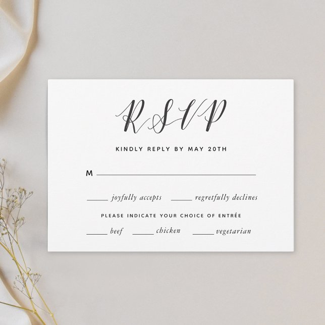 Tarjeta de respuesta de boda con caligrafía modern (Subido por el creador)