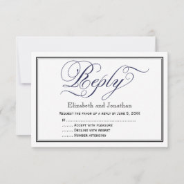 Tarjeta de respuesta de boda con caligrafía Navy C