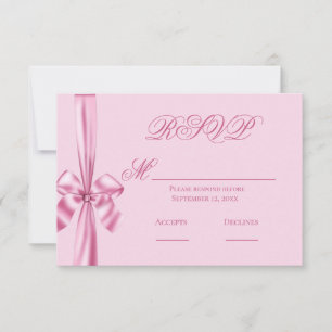 Tarjeta de respuesta de boda con cinta de satén ro