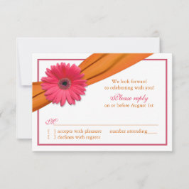 Tarjeta de respuesta de boda con cinta naranja y m