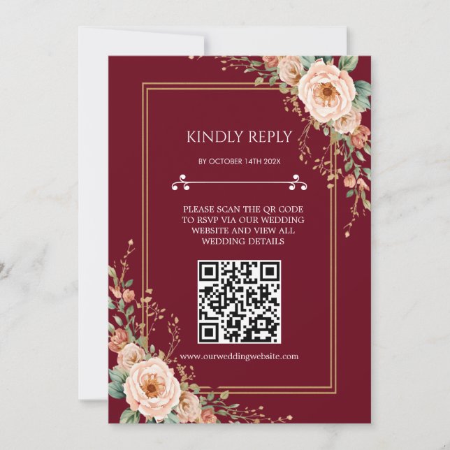 Tarjeta de respuesta de boda con código QR de Borg (Anverso)