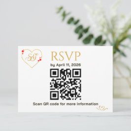 Tarjeta de respuesta de boda con código QR de cora