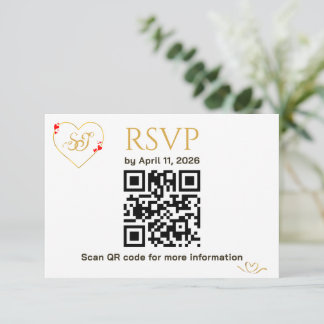 Tarjeta de respuesta de boda con código QR de cora
