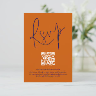 Tarjeta de respuesta de boda con código QR de escr
