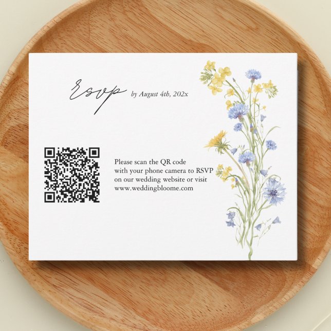 Tarjeta de respuesta de boda con código QR de flor (Subido por el creador)