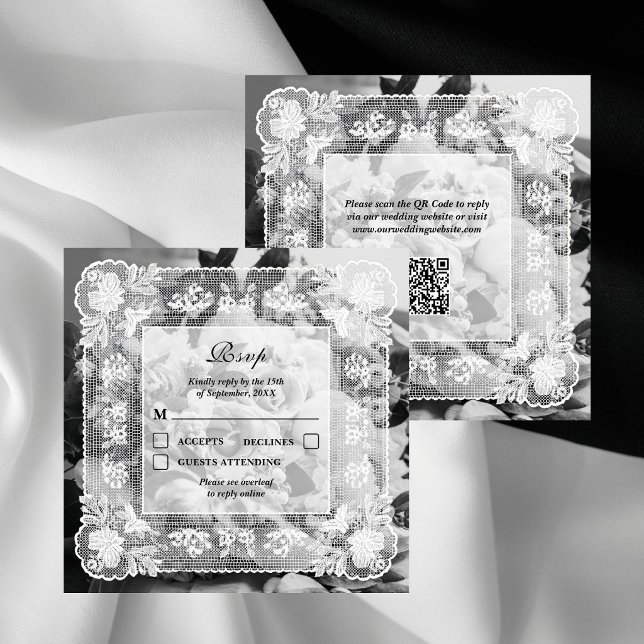 Tarjeta de respuesta de boda con código QR de foto (Subido por el creador)