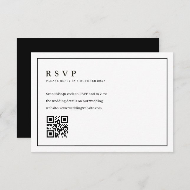 Tarjeta de respuesta de boda con código QR de marc (Anverso / Reverso)