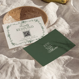Tarjeta de respuesta de boda con código QR floral