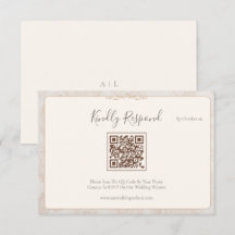 Tarjeta de respuesta de boda con código QR minimal