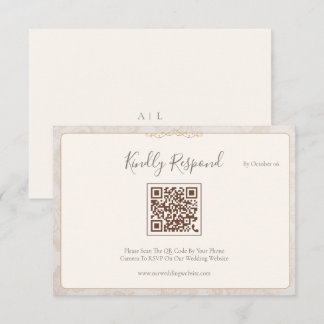 Tarjeta de respuesta de boda con código QR minimal