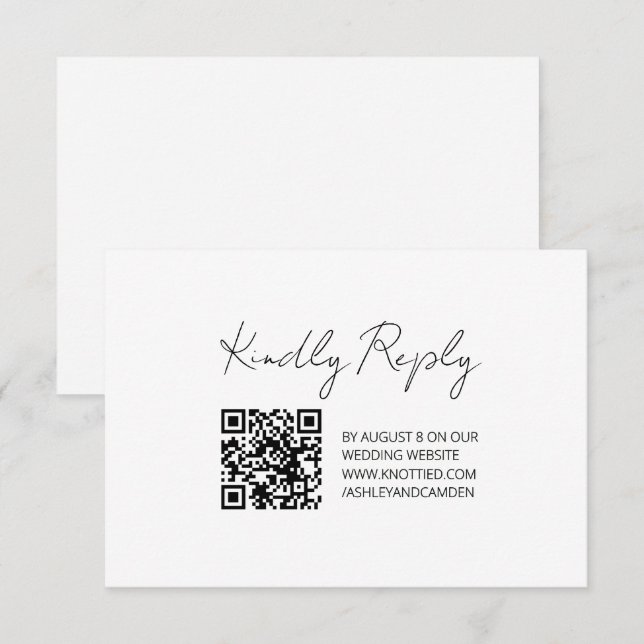 Tarjeta de respuesta de boda con código QR moderno (Anverso / Reverso)
