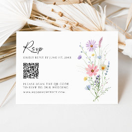 Tarjeta de respuesta de boda con código QR para ja