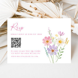 Tarjeta de respuesta de boda con código QR para ja