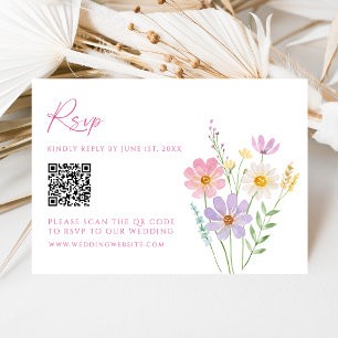 Tarjeta de respuesta de boda con código QR para ja