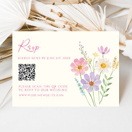 Tarjeta de respuesta de boda con código QR para ja