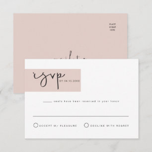 Tarjeta de respuesta de boda con color bloque de r