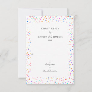 Tarjeta de respuesta de boda con confeti de arcoír