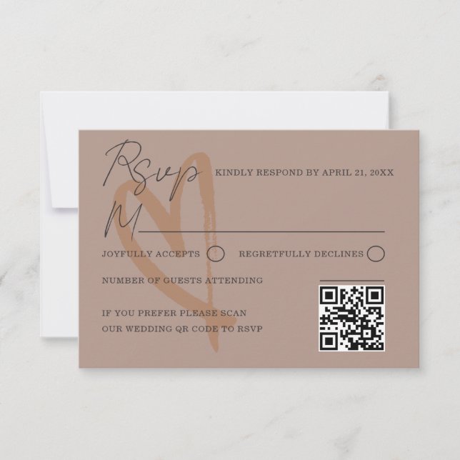 Tarjeta de respuesta de boda con corazón de terrac (Anverso)