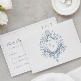 Tarjeta de respuesta de boda con cresta barroca el