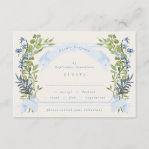 tarjeta de respuesta de boda con cresta de jardín